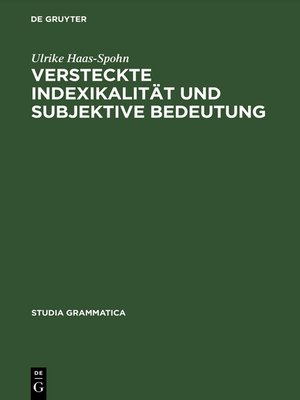 cover image of Versteckte Indexikalität und subjektive Bedeutung